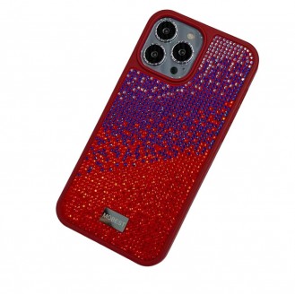 Hülle für iPhone 14 (6,7) Rot  (Rot&Violet Stein)