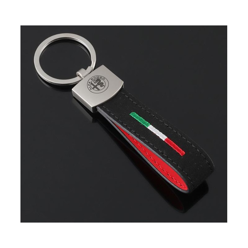 Alfa Romeo Leder Schlüsselanhänger mit Schwarz (Auf Wunsch Gravur)