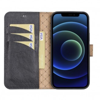 Bouletta Magnetische abnehmbare Handyhülle aus Leder mit RFID-Blocker für iPhone 14 Max Schwarz