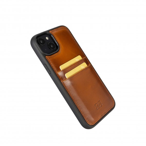 iPhone 14  Bouletta Flex Cover Back Leder Case mit Kartenfach - Braun