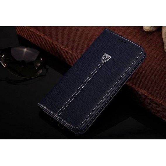 Blau Edel Leder Book Tasche Kreditkarten fach Galaxy S6 Edge