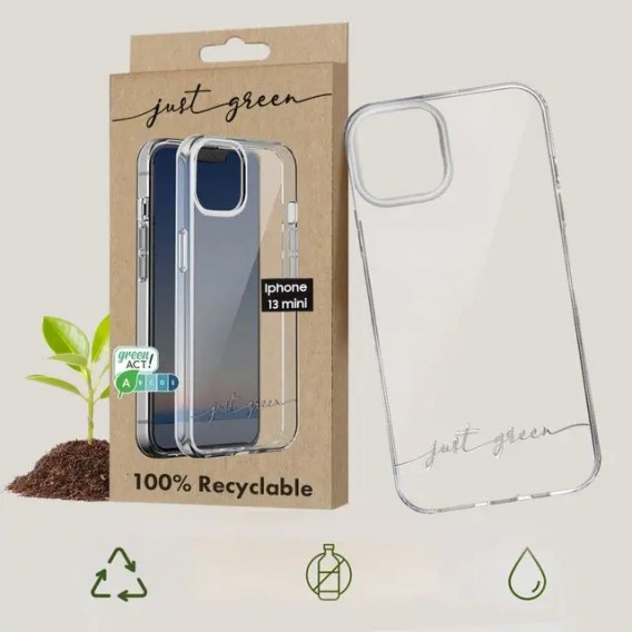 Apple iPhone 13 Mini 50% biologisch abbaubare Handyhülle von Just Green – Transparent