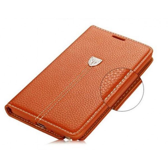 Braun Edel Leder Book Tasche Kreditkarten fach Galaxy Note 4