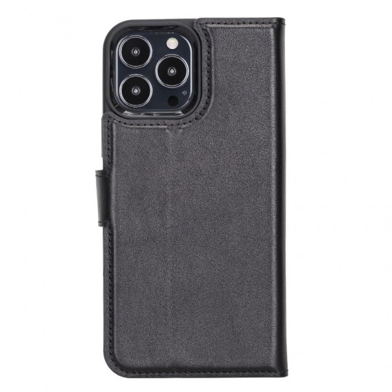 Bouletta Magnetische abnehmbare Handyhülle aus Leder mit RFID-Blocker für iPhone 15 Schwarz