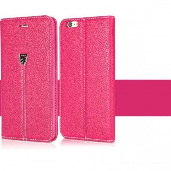 Pink Edel Leder Book Kreditkartefach iPhone 5 / 5S / SE