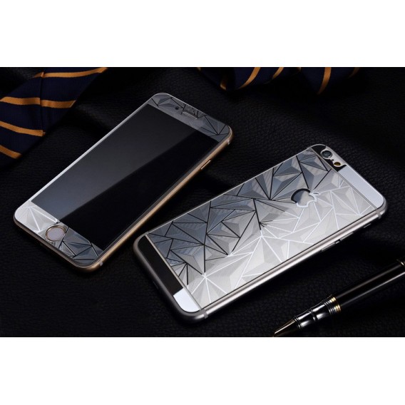 Silber Luxus 3D Panzer Glas Folie iPhone 6 Plus/6s Plus