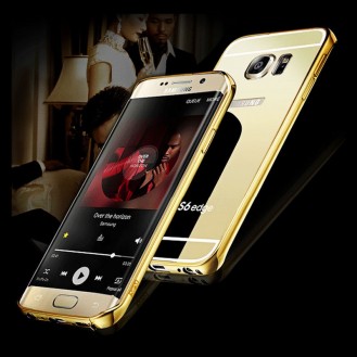 Galaxy S6 Edge Gold LUXUS Aluminium Spiegel Bumper