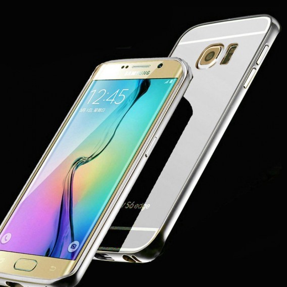 Galaxy S6 Edge Silber LUXUS Aluminium Spiegel Bumper