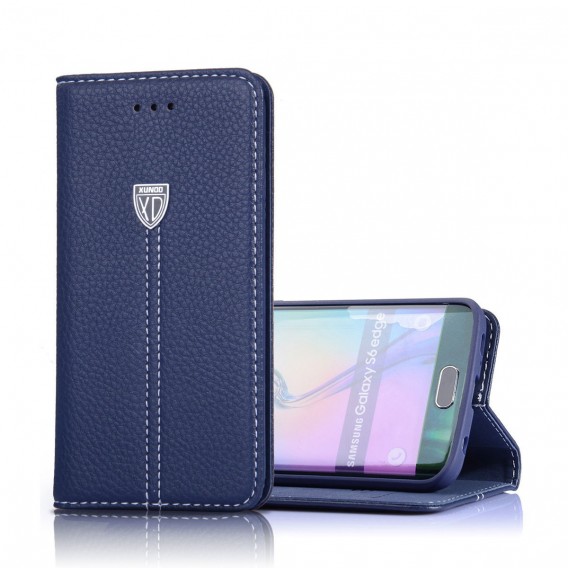 Xundo Kreditkarte Leder Etui Galaxy S7 Edge Blau