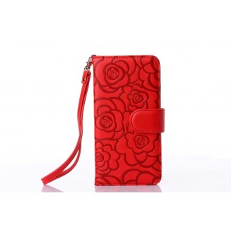Book Wallet Flip Leder Tasche  Hülle mit Kartenfach Rot