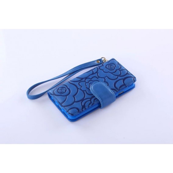 Book Wallet Flip Leder Tasche Hülle mit Kartenfach Blau