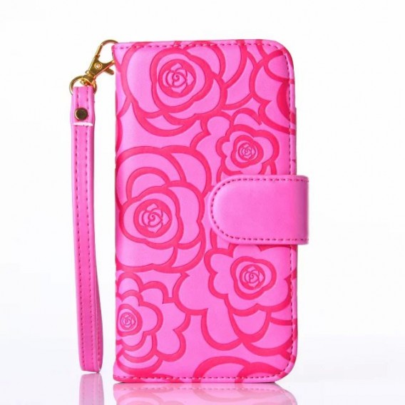 Book Wallet Flip Leder Tasche Hülle mit Kartenfach Pink