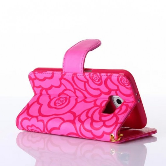 Book Wallet Flip Leder Tasche Hülle mit Kartenfach Pink
