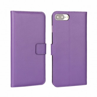 Leder Book Wallet Etui iPhone 7 Plus Lila