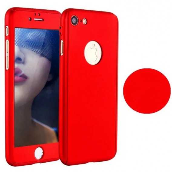 Rot 360° Full Cover Case iPhone 7 und Panzerglas