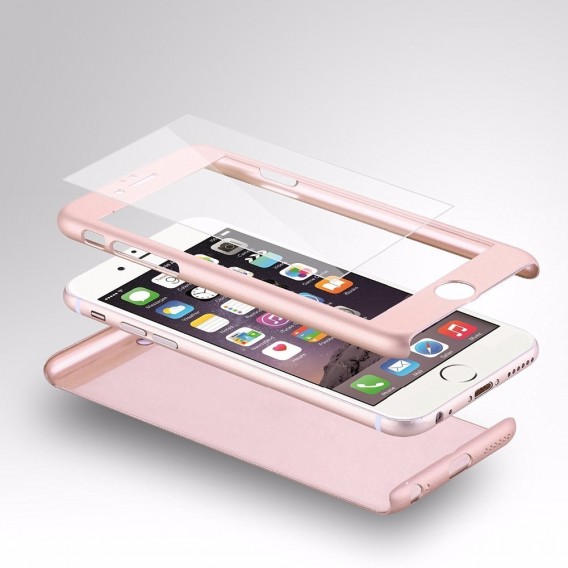 Rosa 360° Full Cover Case iPhone 7 und Panzerglas