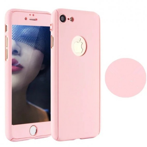 Pink 360° Full Cover Case iPhone 7 Plus + Panzerglas