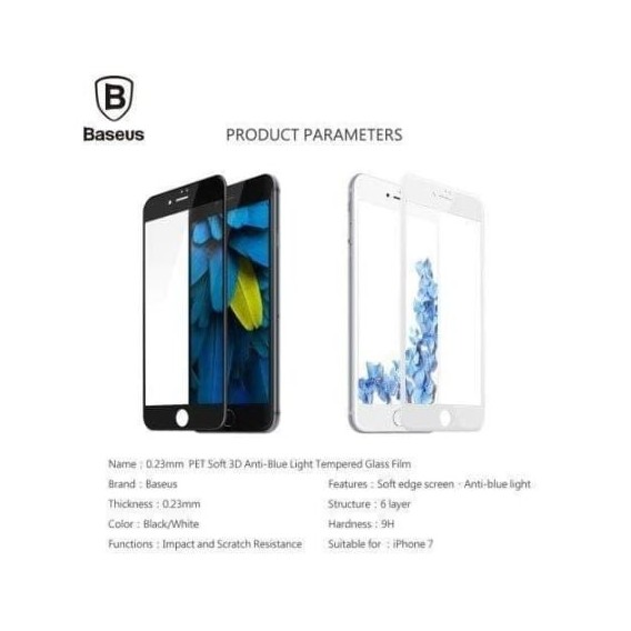 Baseus Fullcover Tempered Glas iPhone 7 Plus Schwarz