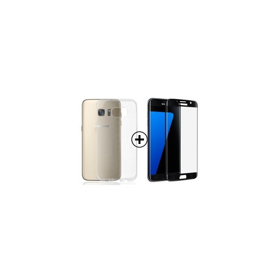 TPU Clear Case + 3D Tempered Glass Black Galaxy S7 Edge