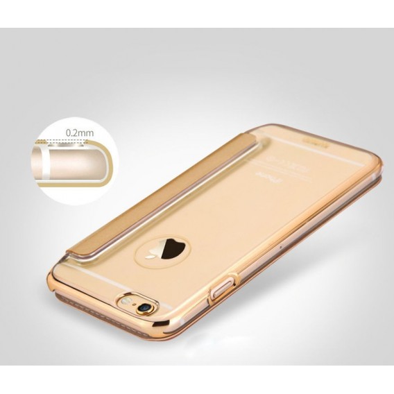 Elegantes Leder Book Hülle iPhone 7 Plus Gold