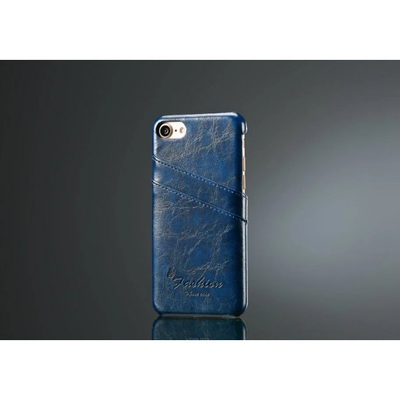 Retro Leder Hüllen Tasche iPhone 7 Blau
