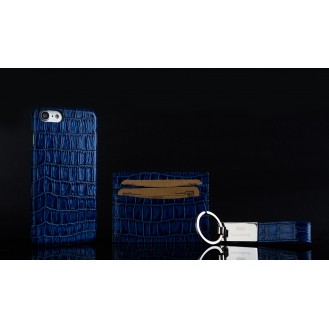 Trinity Echt Ledertasche Set iPhone SE 2020 / 7 / 8 Blau