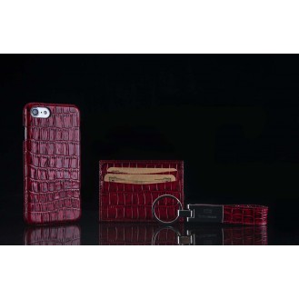 Trinity Echt Ledertasche Set iPhone SE 2020 / 7 / 8 Rot