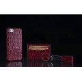 Trinity Echt Ledertasche Set iPhone SE 2020 / 7 / 8 Rot