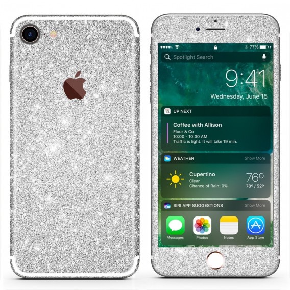 iphone 7 Plus Silber Bling Aufkleber Schutz-Folie Sticker Skin