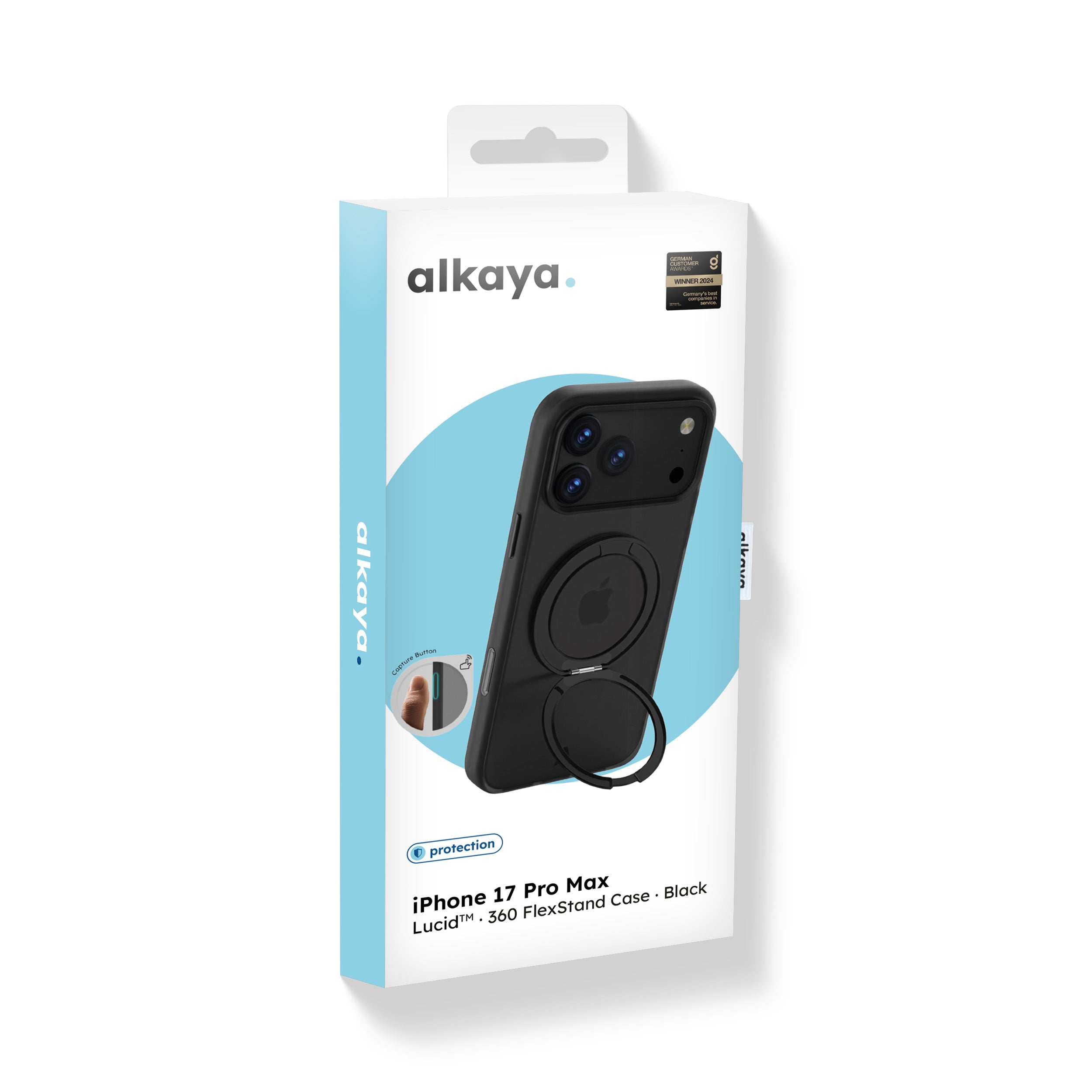 alkaya. | LUCID™ 360 FlexStand Case kompatibel mit MagSafe, Schwarz iPhone 17 Pro Max