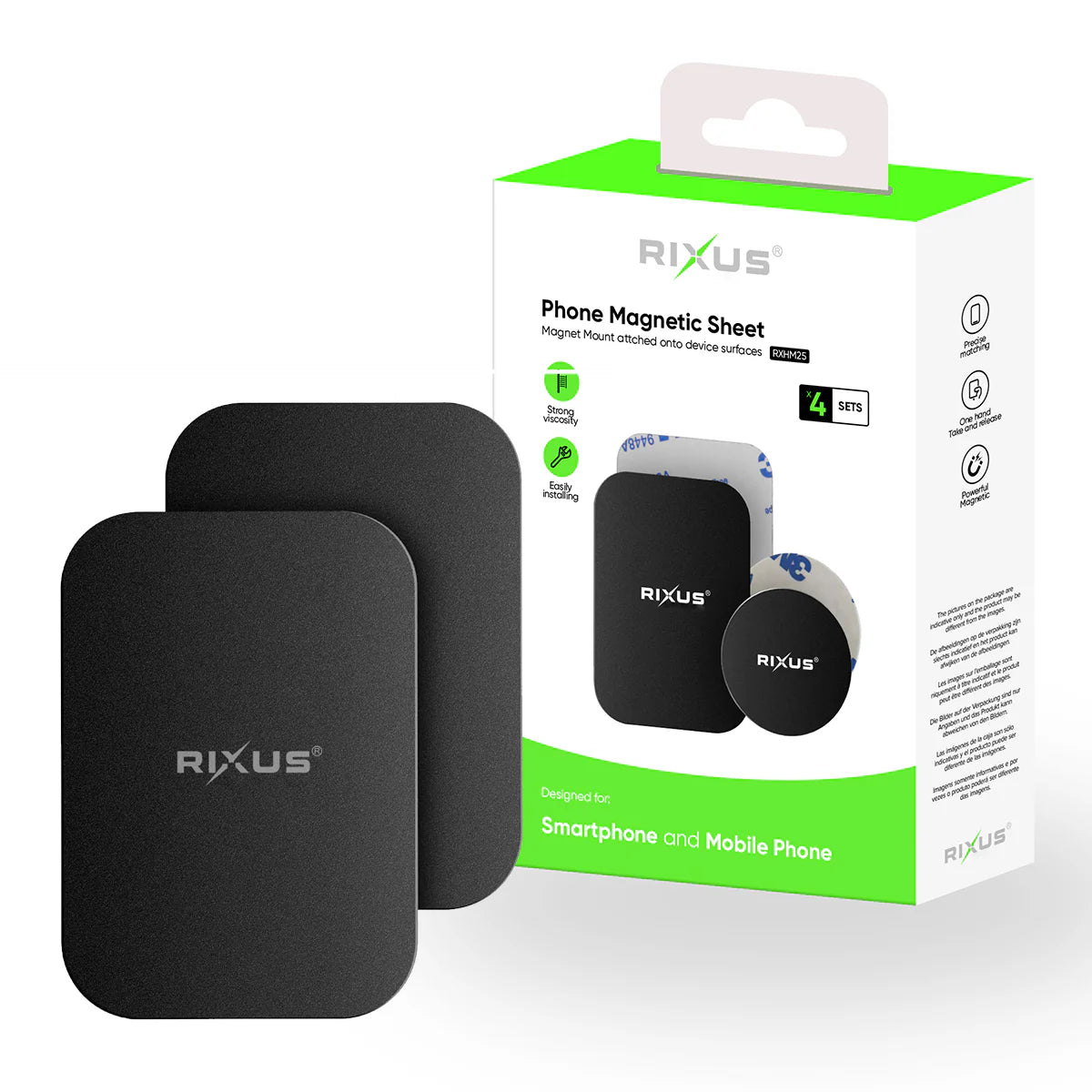 Rixus  Telefon Magnetplatten-Set (4er-Pack, Schwarz) - Phonebazaar