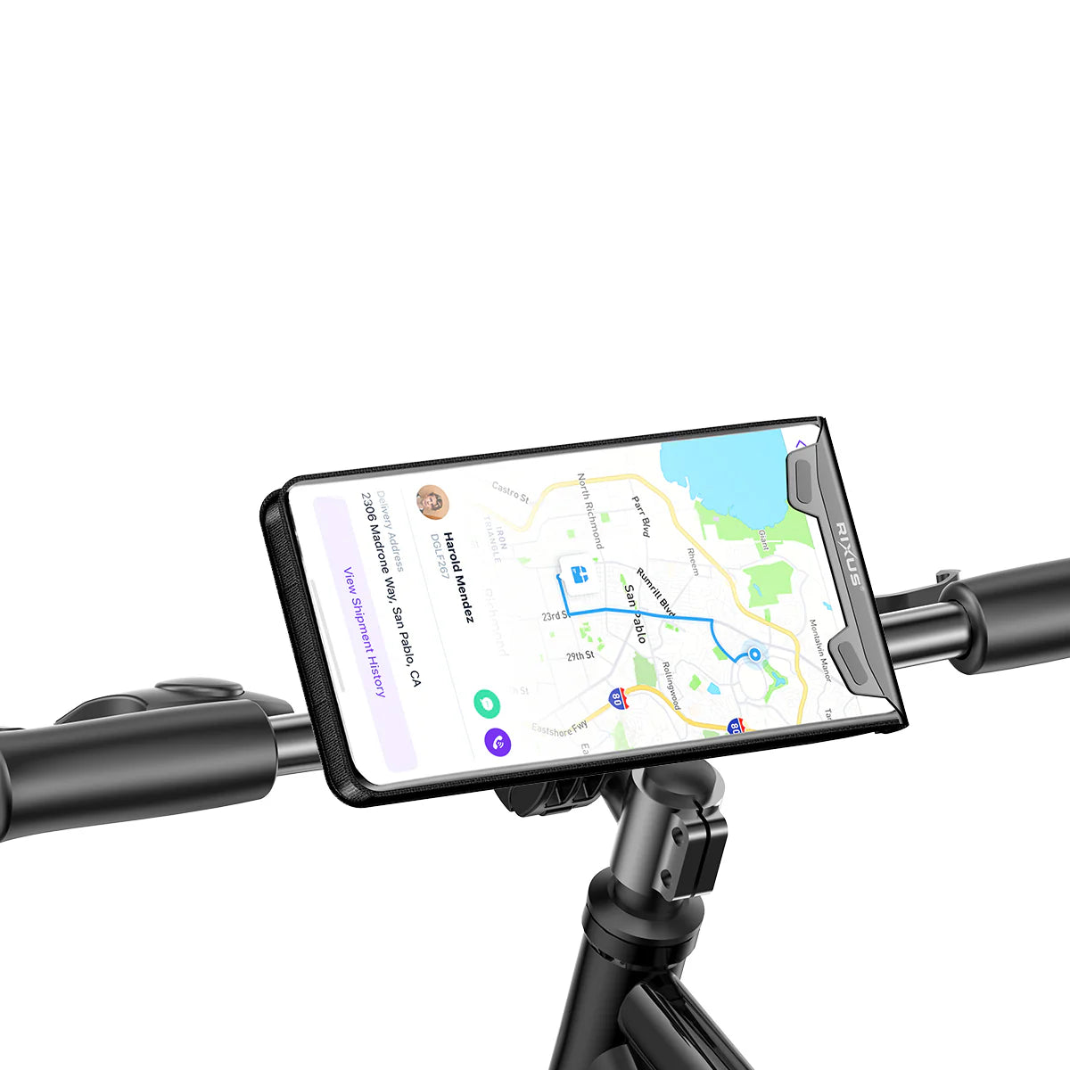 Rixus  Universal Wasserdichte Handyhülle mit Fahrradhalterung – 360° Drehbar, Schwarz, 5,5" - Phonebazaar