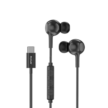 Rixus RXHD56C, USB-C Kabelgebundener Kopfhörer mit Mikrofon Schwarz