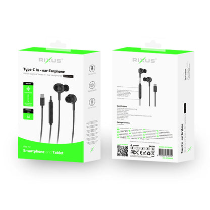 Rixus RXHD56C, USB-C Kabelgebundener Kopfhörer mit Mikrofon Schwarz