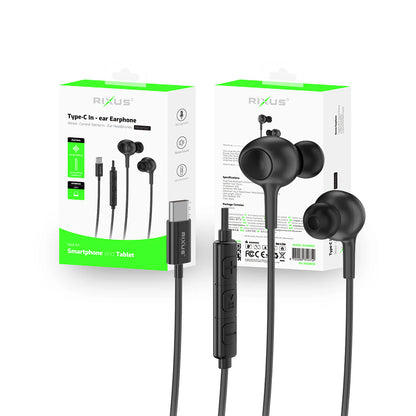 Rixus RXHD56C, USB-C Kabelgebundener Kopfhörer mit Mikrofon Schwarz