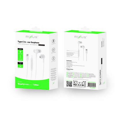 Rixus RXHD56CW, USB-C Kabelgebundener Kopfhörer mit Mikrofon Weiss