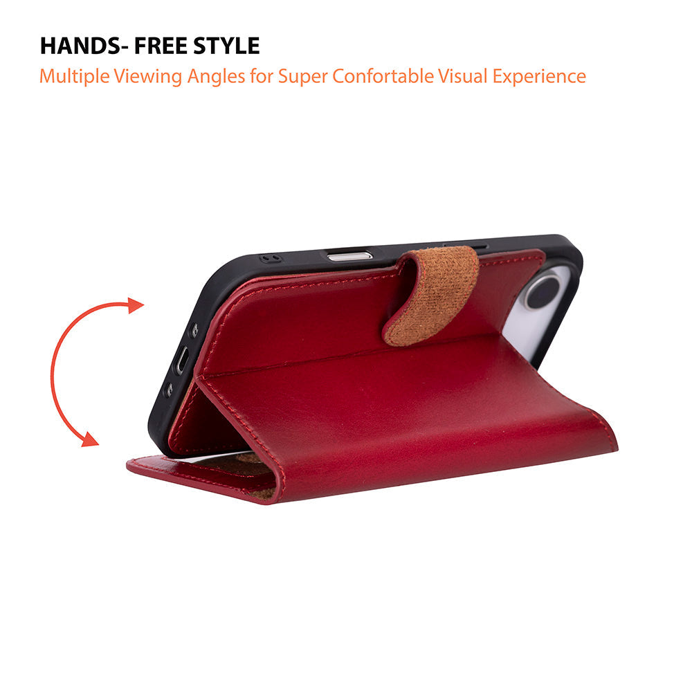 iPhone 17 Air Magicportemonnaie Echtleder Geldbörsenhülle (Rot, Schwarz, Tan, Rosa, Grau, Blau, Braun,)