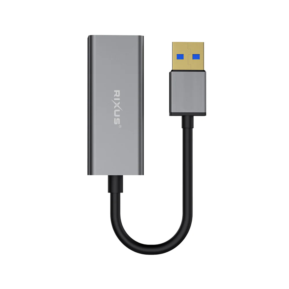 Rixus USB 3.0 – Gigabit Ethernet Adapter (USB-A zu RJ45, Grau) - Phonebazaar