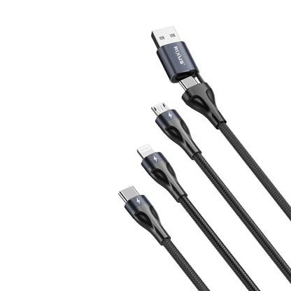 Rixus  Zwei-für-Drei Schnellladekabel – 120cm, Schwarz - Phonebazaar