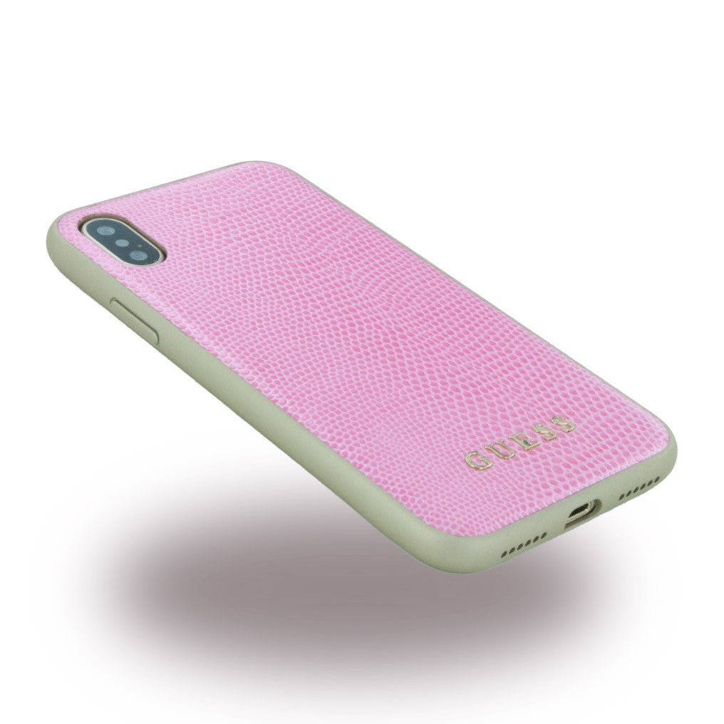 Guess - Python - Kunstleder Hardcover - iPhone X Pink