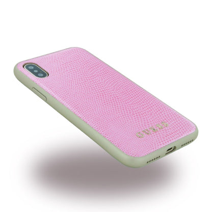 Guess - Python - Kunstleder Hardcover - iPhone X Pink