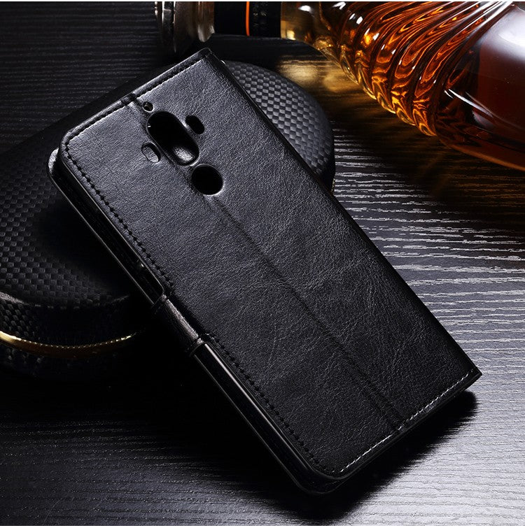 Schwarz Book Leder Tasche Huawei Mate 9