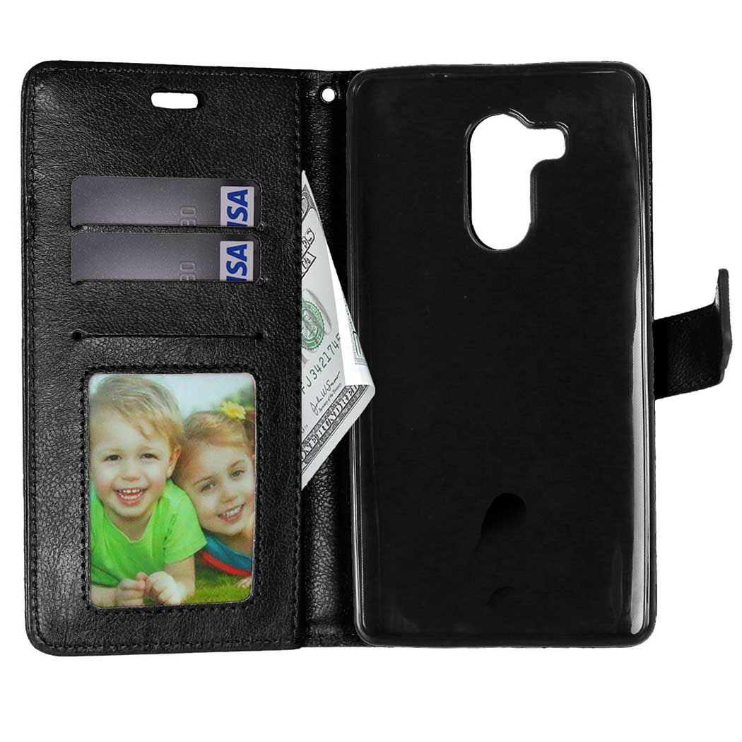 Schwarz Book Leder Tasche Huawei Mate 9