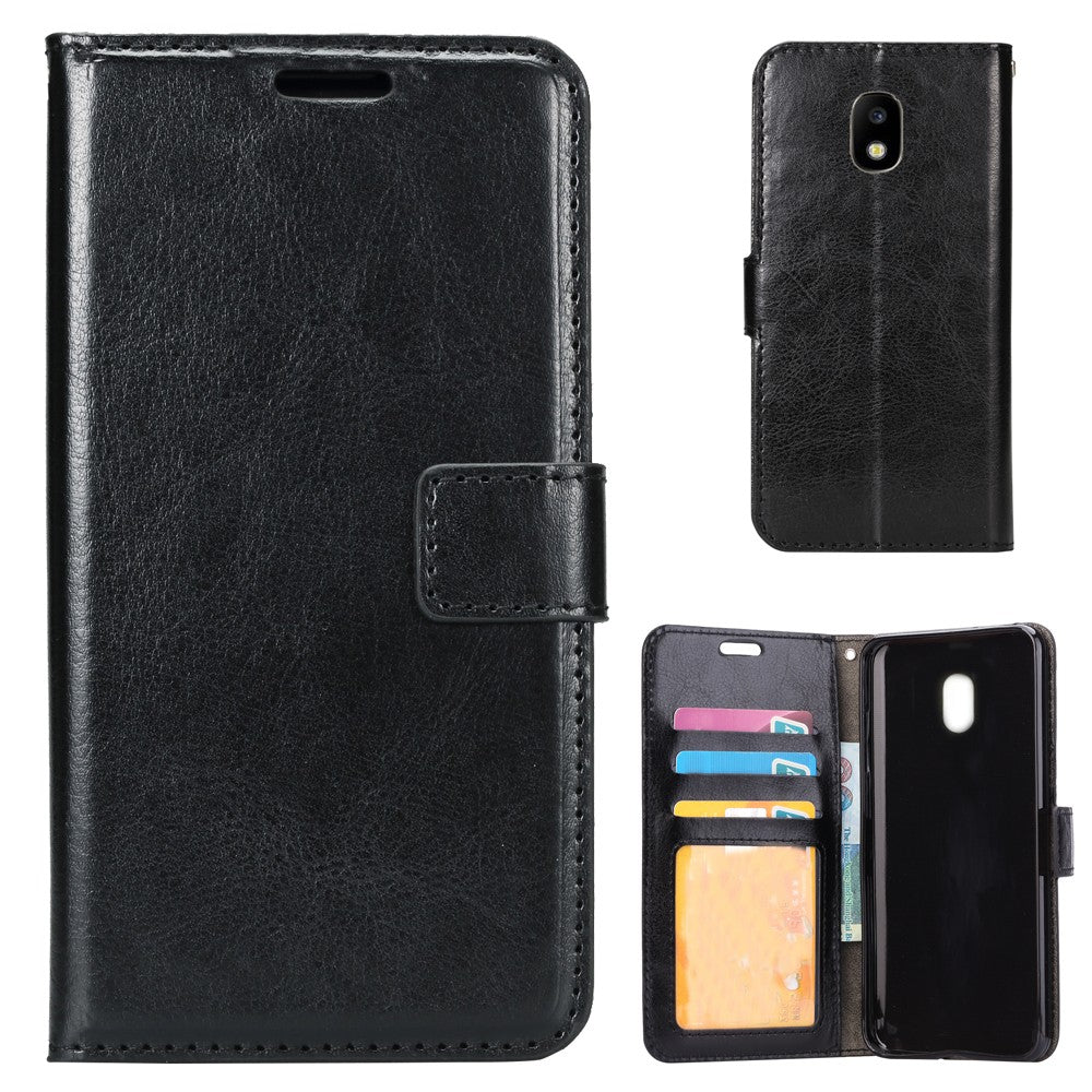 Schwarz Book Leder Tasche Galaxy J530