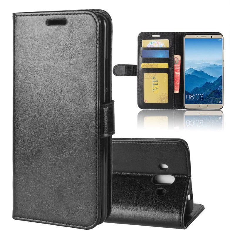 Schwarz Book Leder Tasche Huawei Mate 10