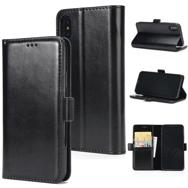 iPhone X Schwarz Book Leder Tasche