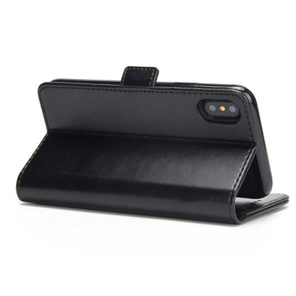iPhone X Schwarz Book Leder Tasche