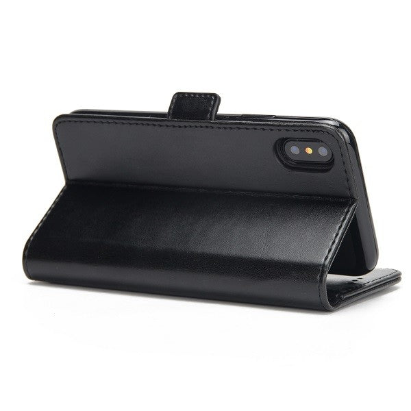 iPhone X Schwarz Book Leder Tasche