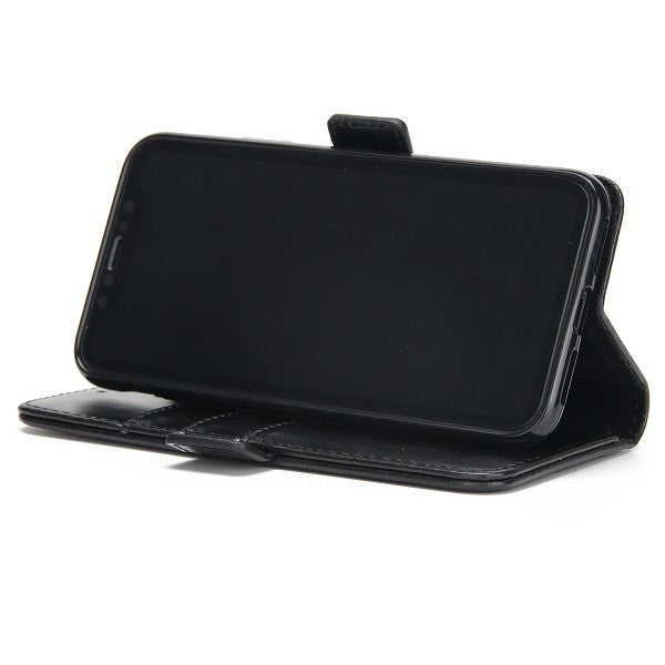 iPhone X Schwarz Book Leder Tasche