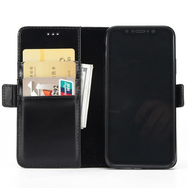 iPhone X Schwarz Book Leder Tasche